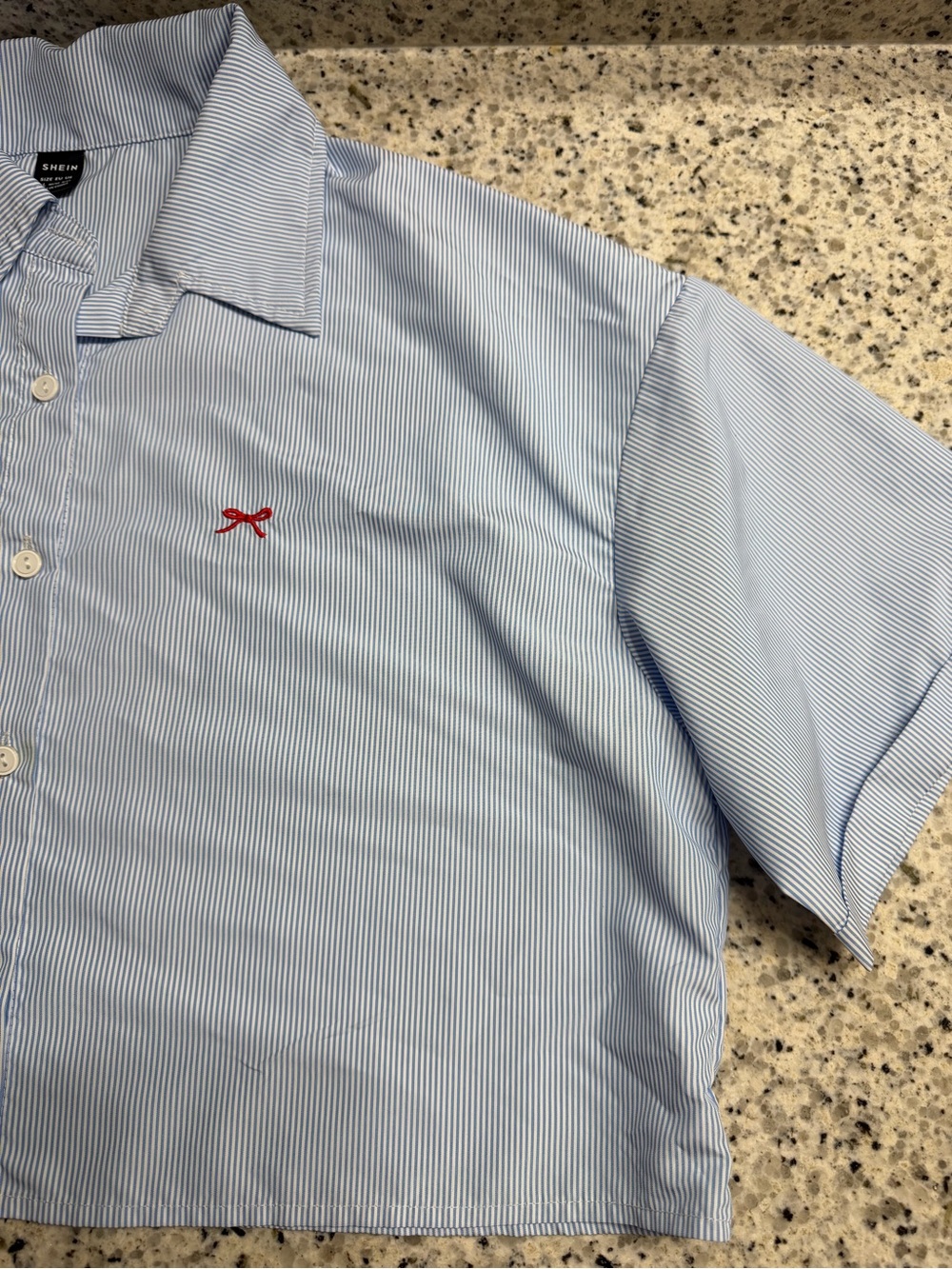 SHEIN Light Blue Cropped Button-Up Top - Picture 7 of 7